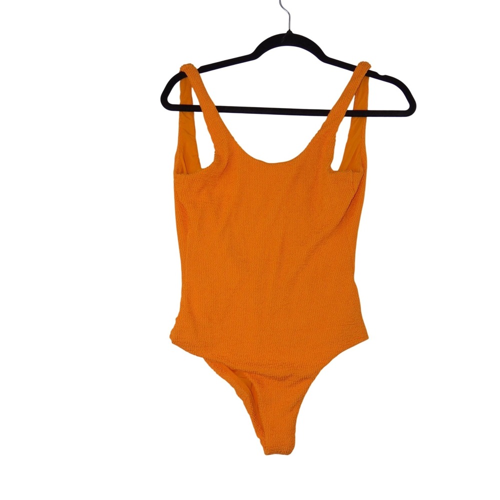 Its Now Cool Womens Orange Crinkle Textured Scoop Neck One Piece‎ Swimsuit S